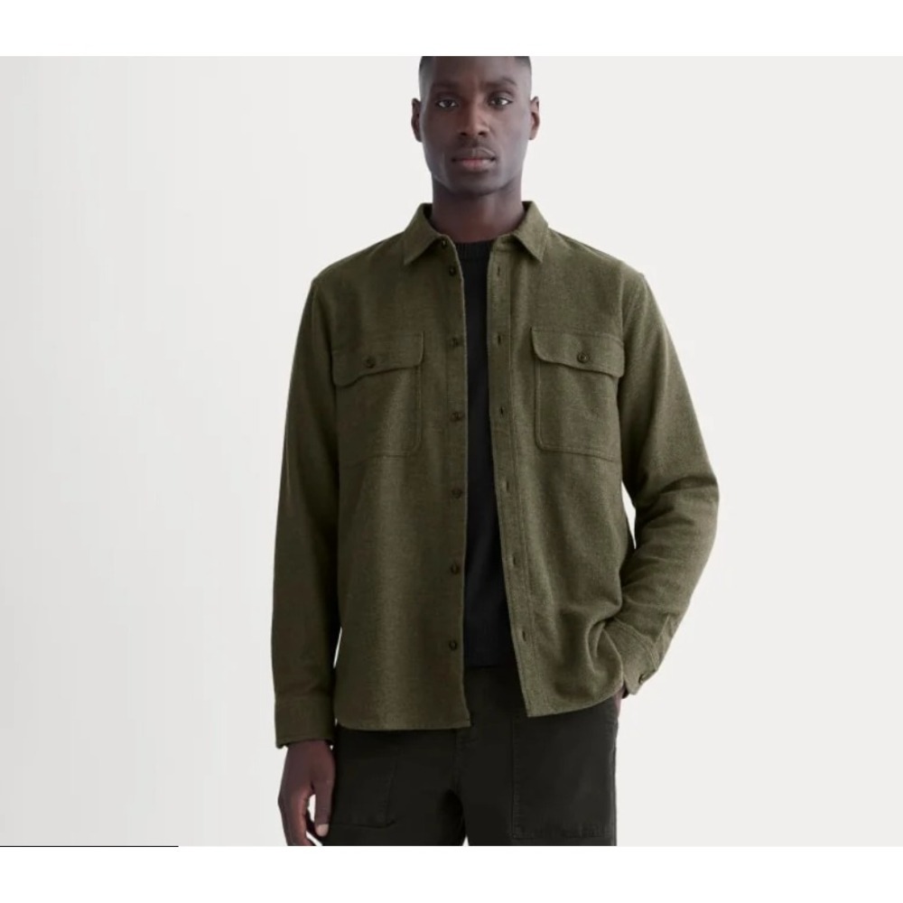 Everlane The Heavyweight Overshirt Cotton Twill Shacket Fatigue Green Medium